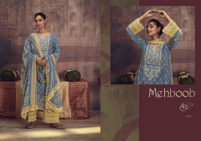 Meheboob By Kimora Heer Muslin Print Embroidery Designer Salwar Suits Wholesale Price In Surat
